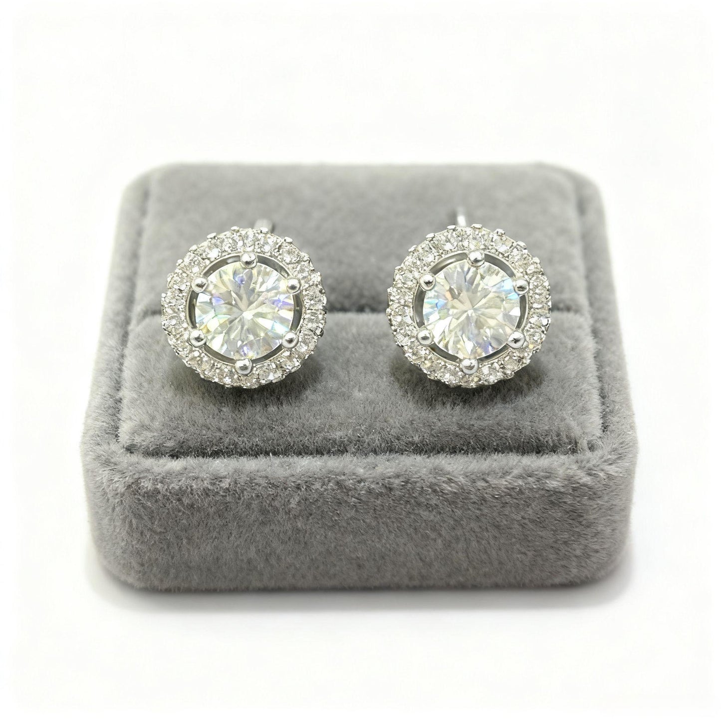 ER02 1CT Sterling Silver S925 Moissanite Diamond