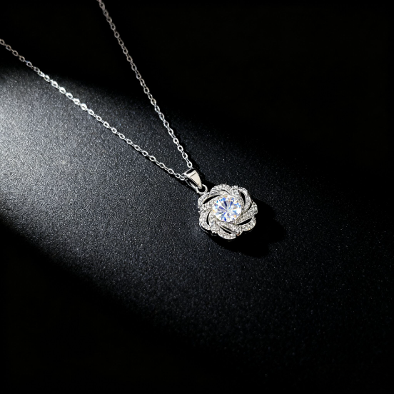 XL07 1CT Sterling Silver S925 Moissanite Diamond