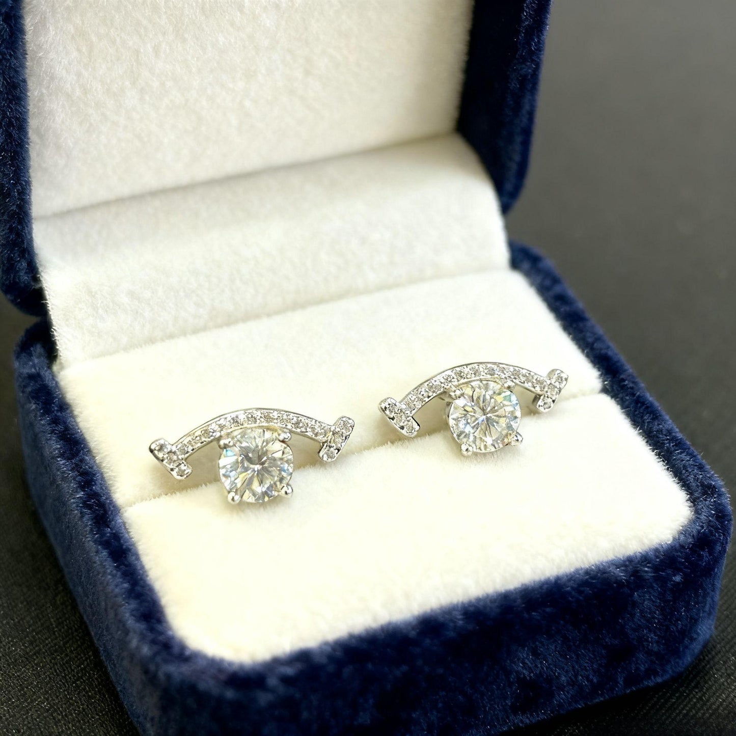 ER20 1CT Sterling Silver S925 Moissanite Diamond