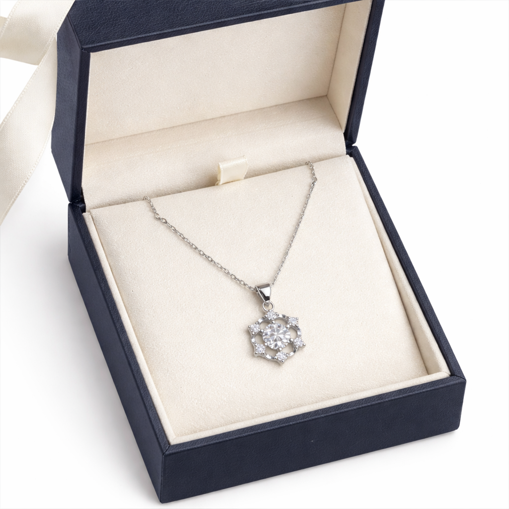 XL10 1CT Sterling Silver S925 Moissanite Diamond Necklace
