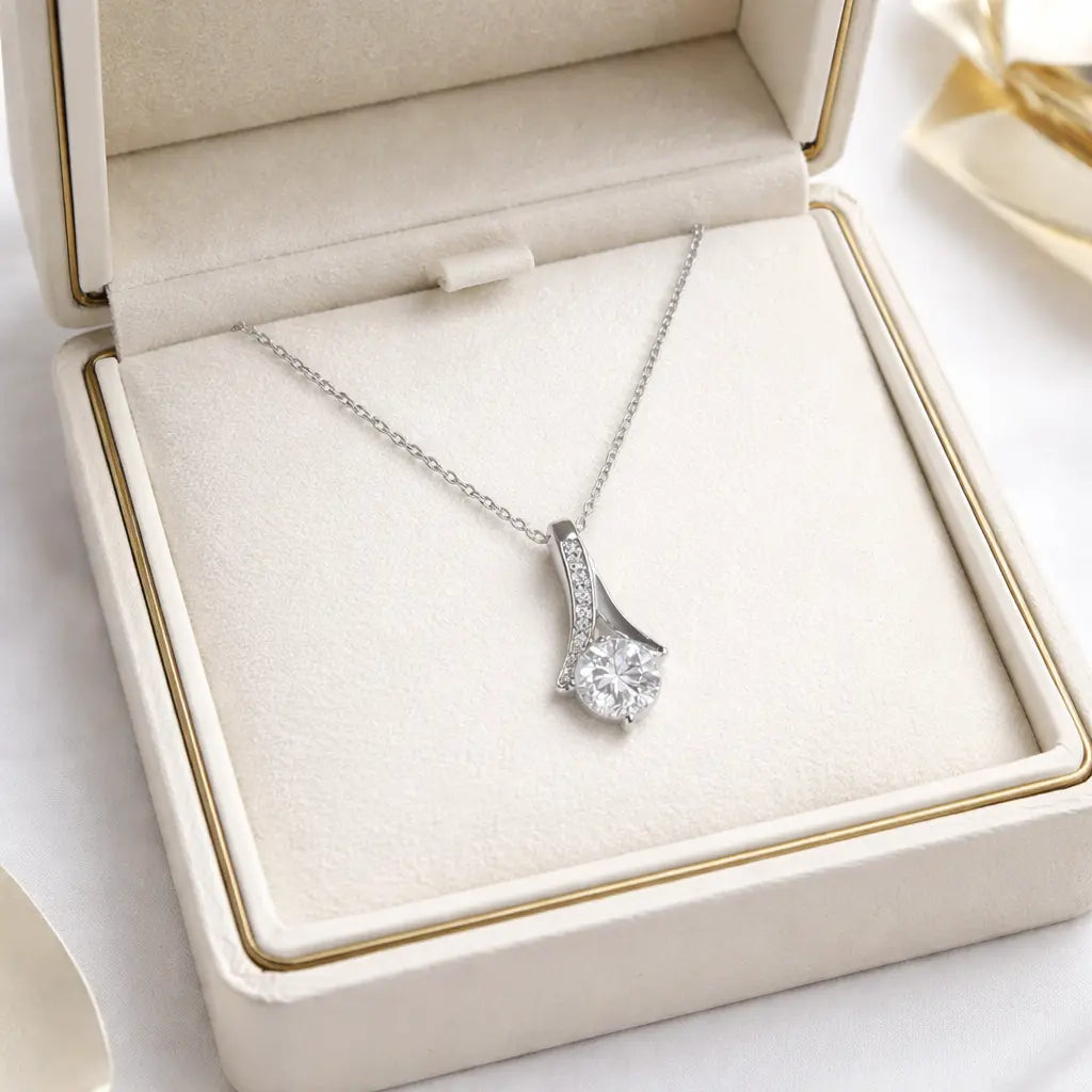 XL64 1CT Sterling Silver S925 Moissanite Diamond Necklace 50%offamazon