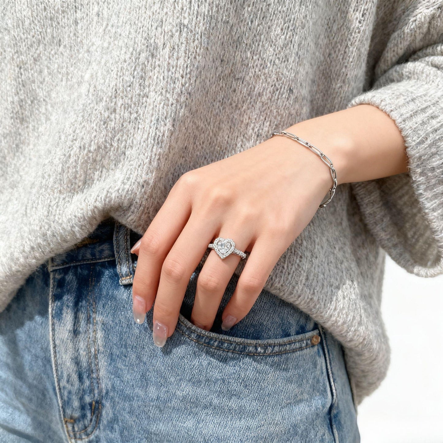 JZ44 1CT Sterling Silver S925 Moissanite Diamond