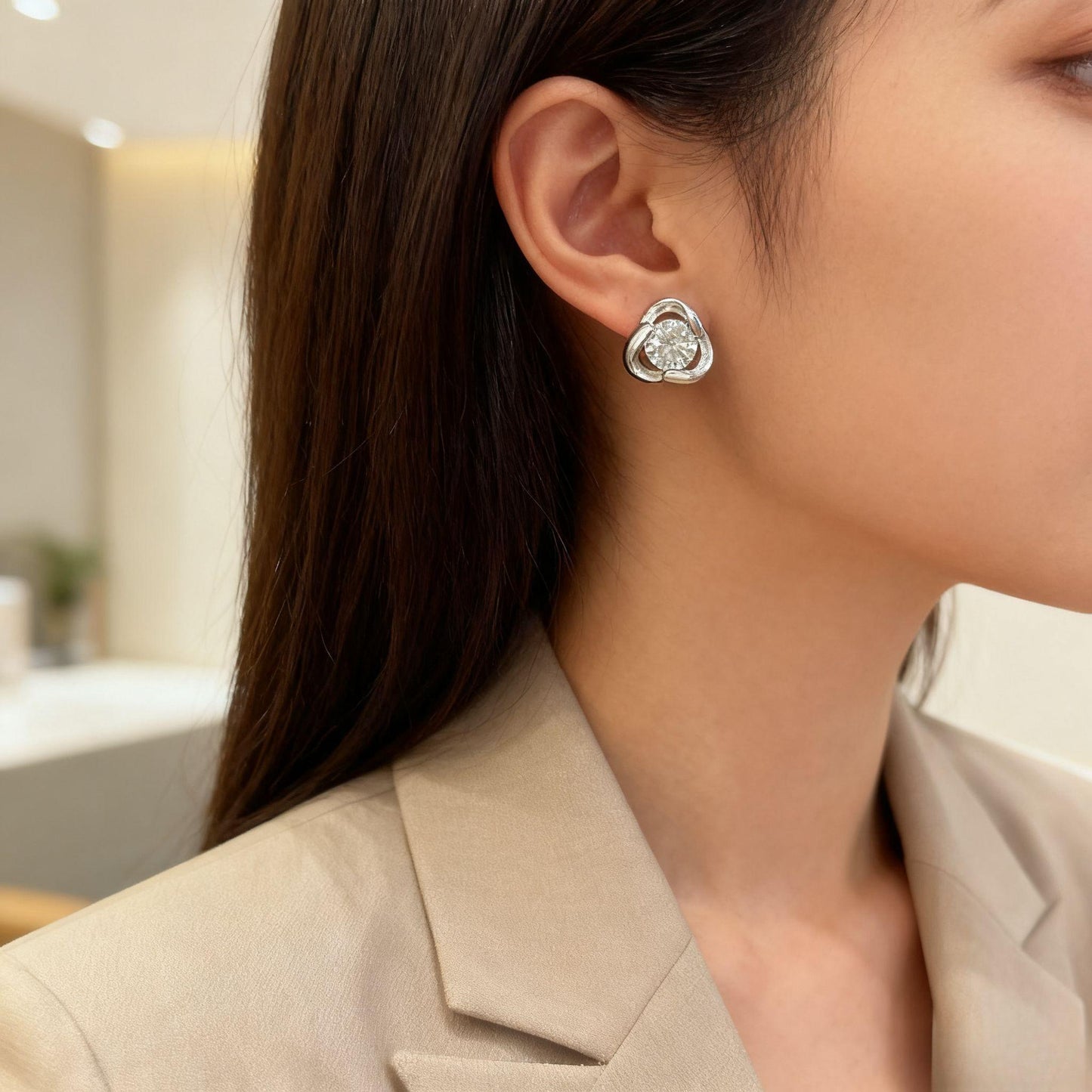 ER33 1CT Sterling Silver S925 Moissanite Diamond