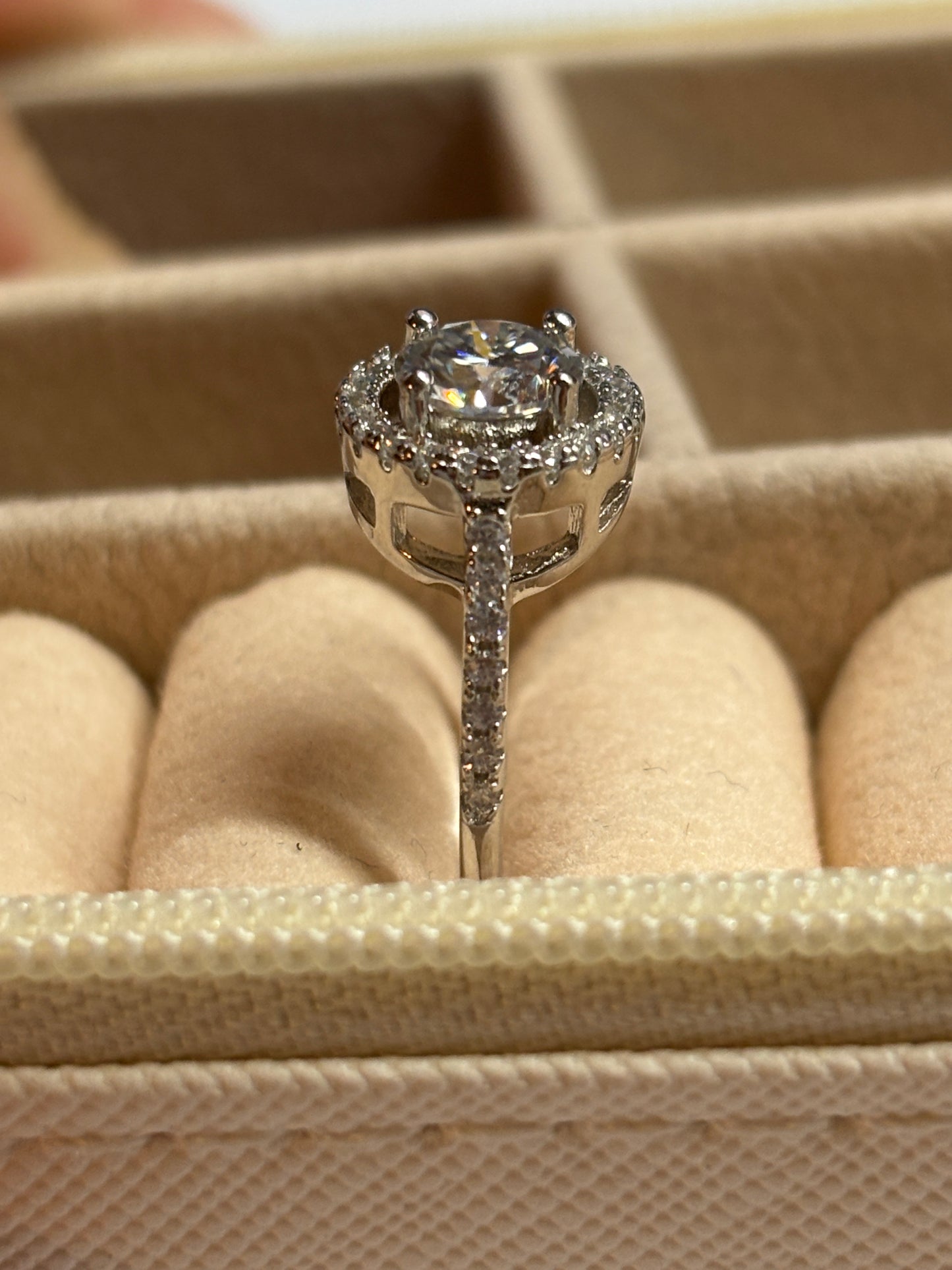 ER03 1CT Sterling Silver S925 Moissanite Diamond Rings