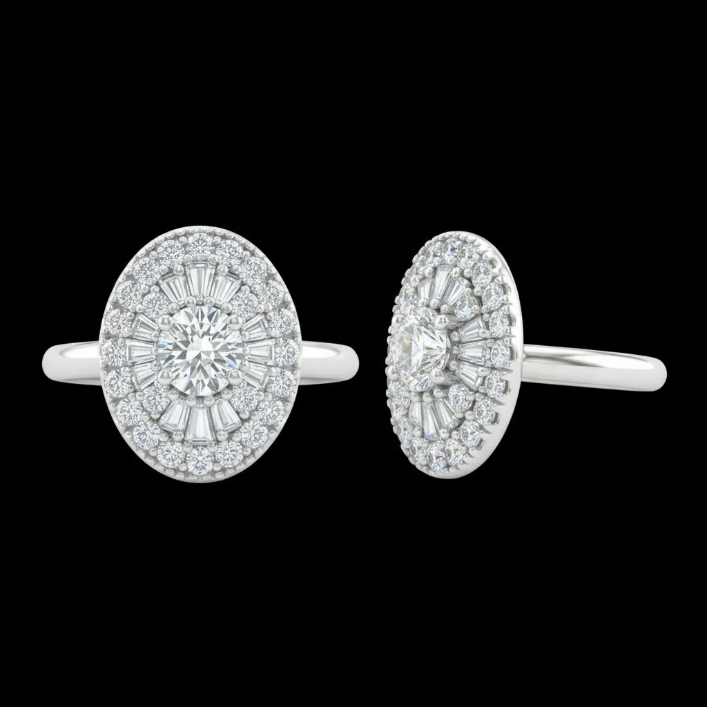 JZ65 1CT Sterling Silver S925 Moissanite Diamond