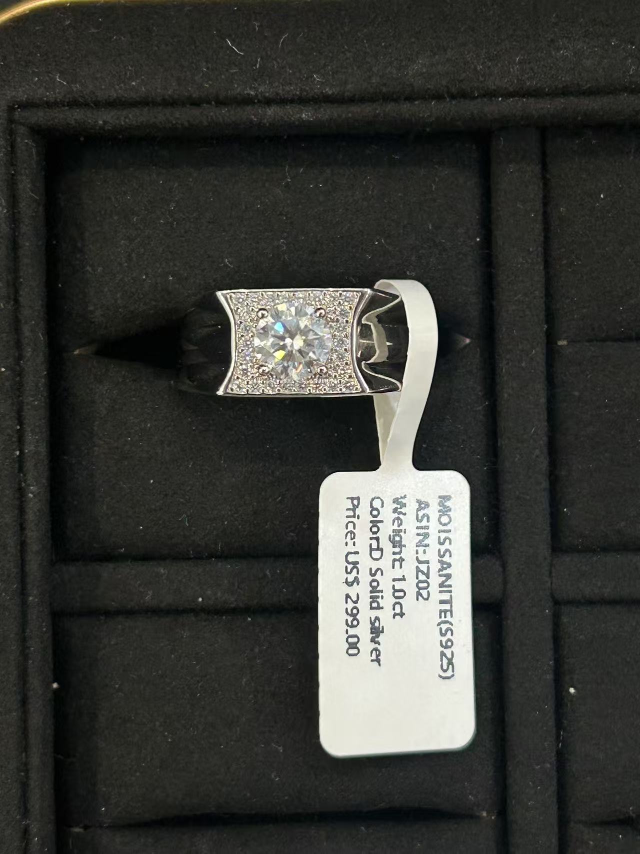 JZ02 1CT Sterling Silver S925 Moissanite Diamond