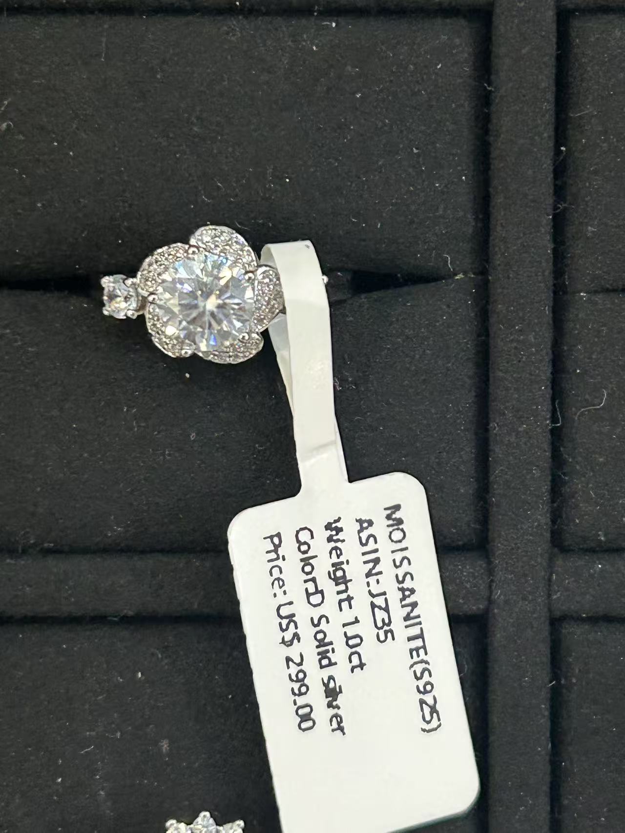 JZ35 1CT Sterling Silver S925 Moissanite Diamond