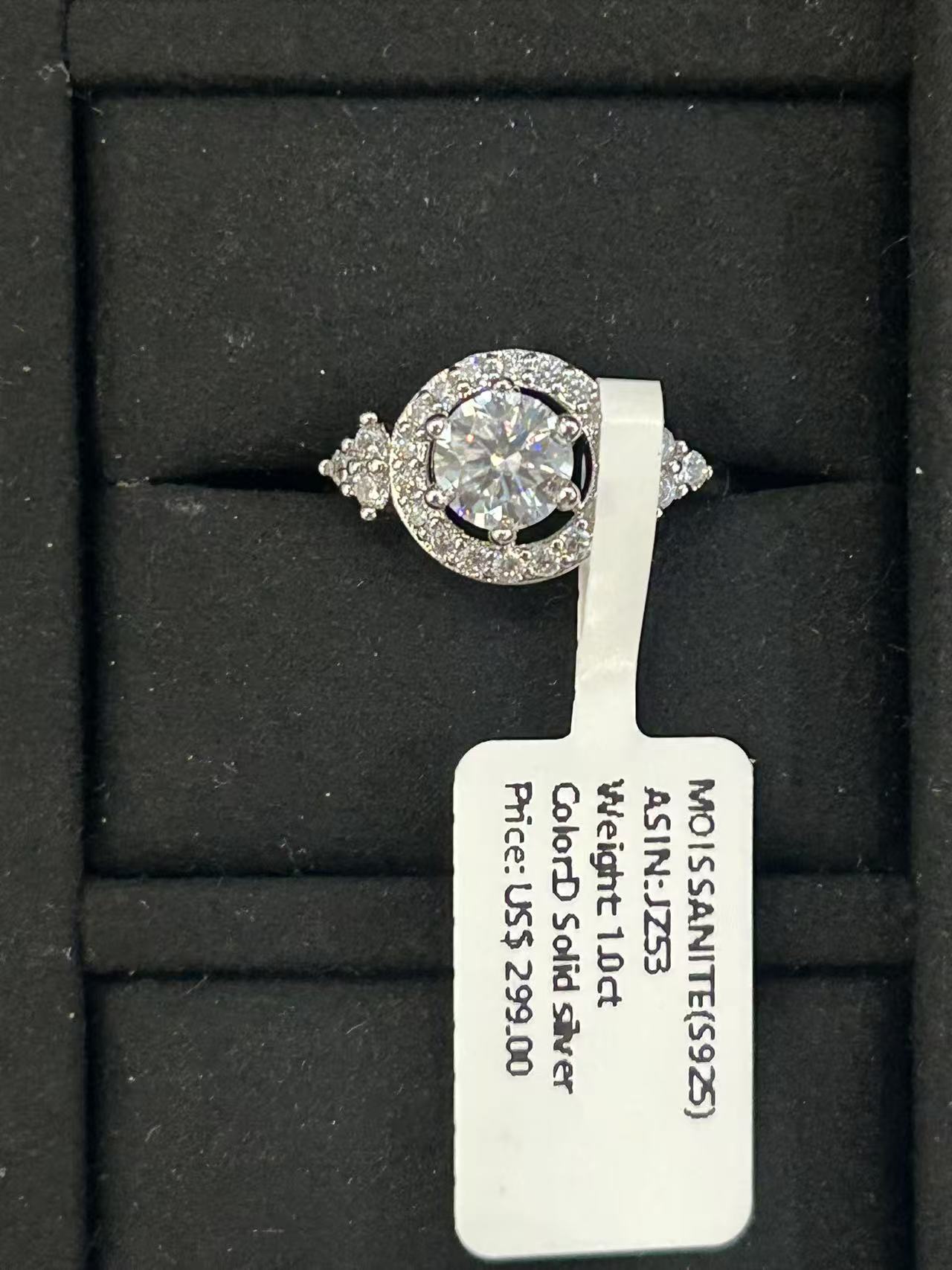 JZ53 1CT Sterling Silver S925 Moissanite Diamond