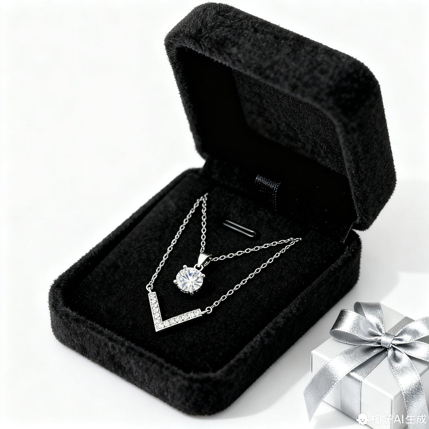 XL59 1CT Sterling Silver S925 Moissanite Diamond Necklace