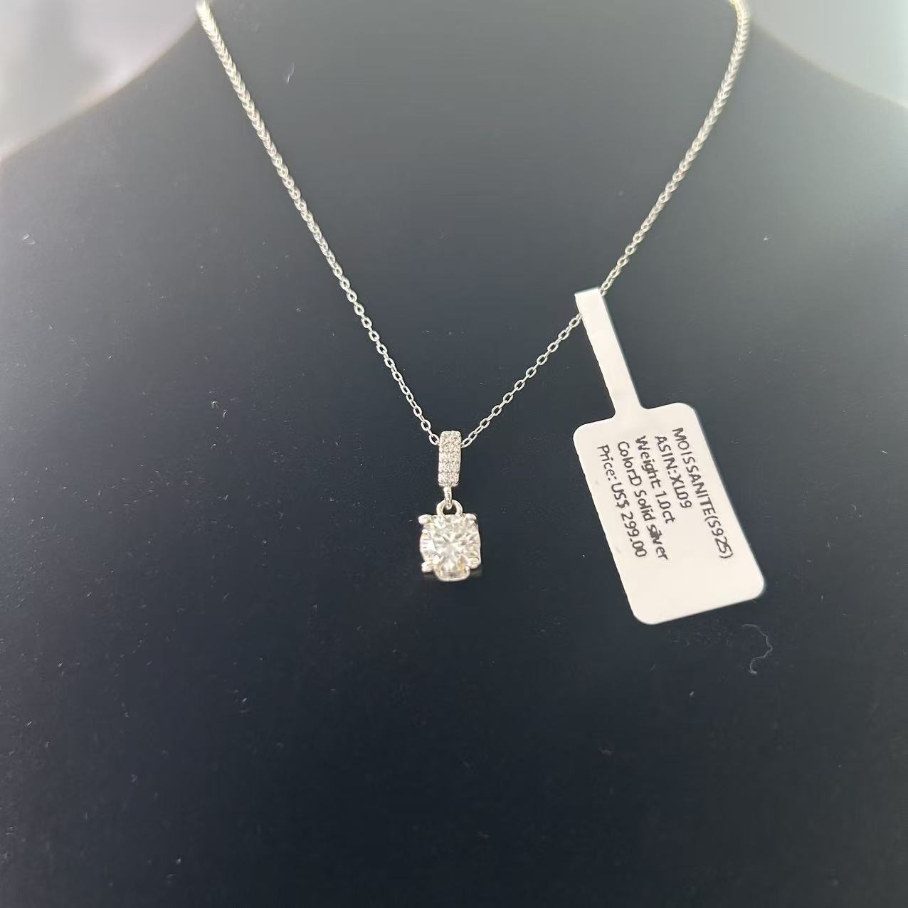 XL09 1CT Sterling Silver S925 Moissanite Diamond