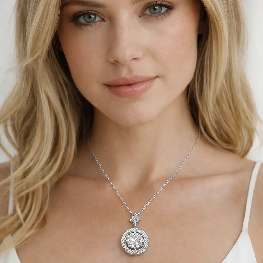 XL44 1 CT Sterling Silver S925 Moissanite Diamond Necklace 50%offamazon