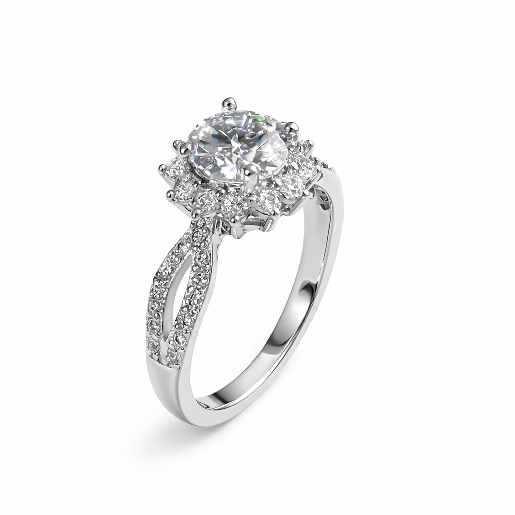 ER03 1CT Sterling Silver S925 Moissanite Diamond Rings
