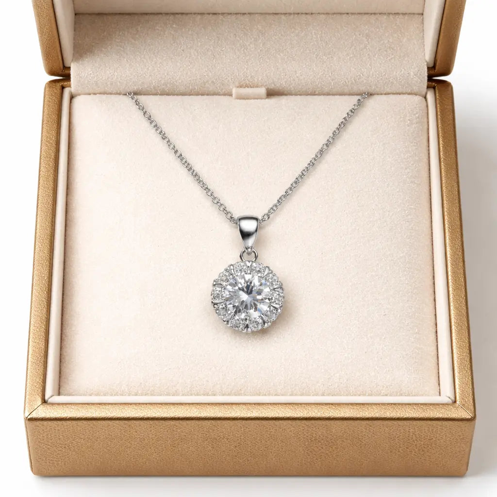 XL15 1CT Sterling Silver S925 Moissanite Diamond Necklace 50%offamazon