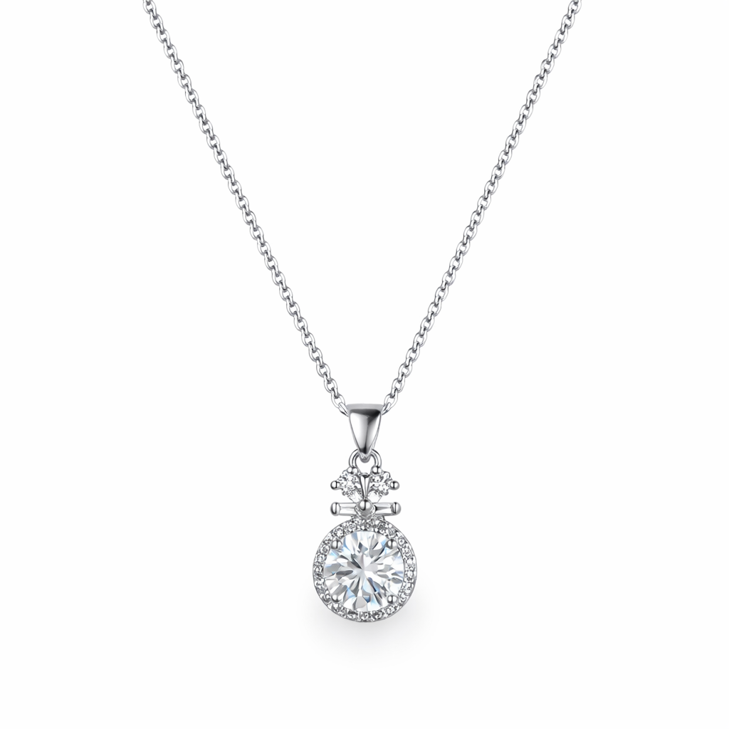 XL63 1 CT Sterling Silver S925 Moissanite Diamond Necklace