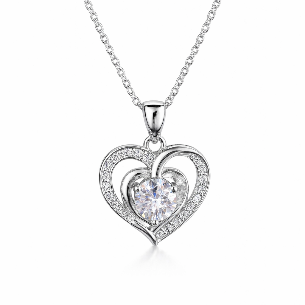 XL39 1 CT Sterling Silver S925 Moissanite Diamond Necklace