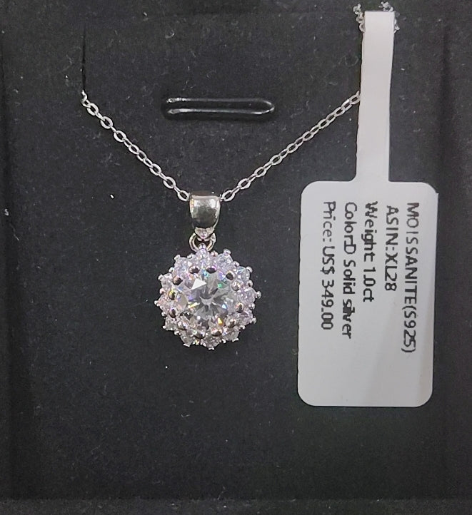 XL28 1CT Sterling Silver S925 Moissanite Diamond