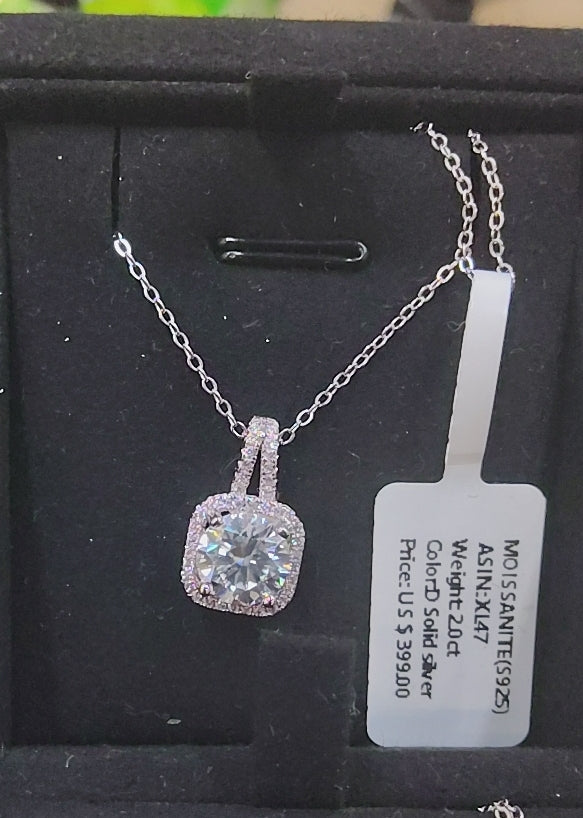 XL47 2CT Sterling Silver S925 Moissanite Diamond