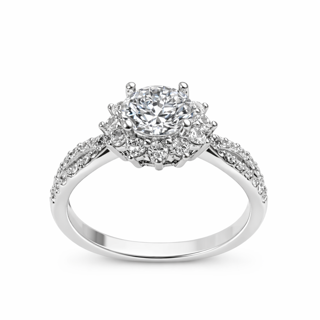 ER03 1CT Sterling Silver S925 Moissanite Diamond Rings