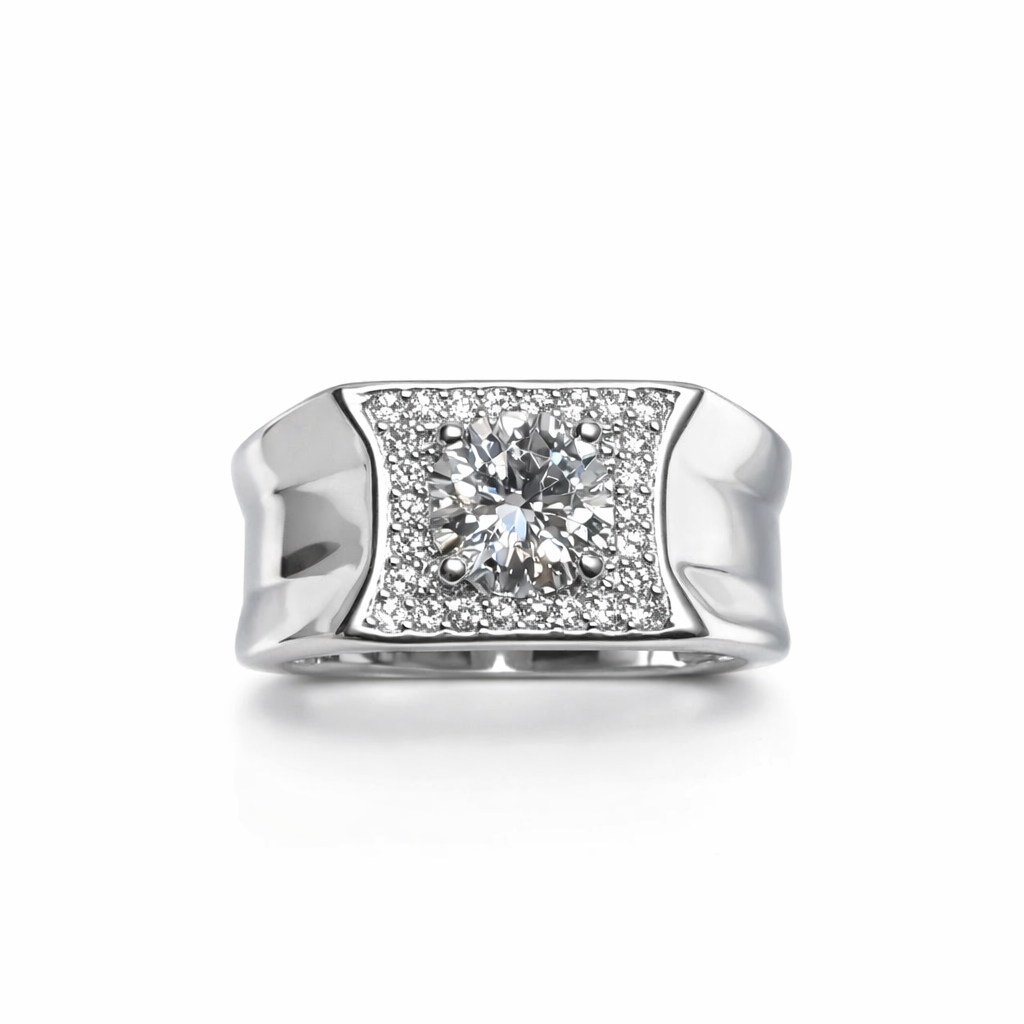 ER03 1CT Sterling Silver S925 Moissanite Diamond Rings