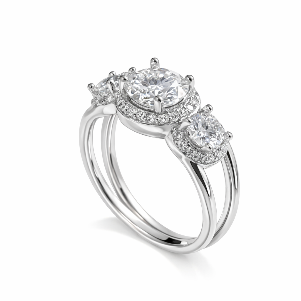 ER03 1CT Sterling Silver S925 Moissanite Diamond Rings