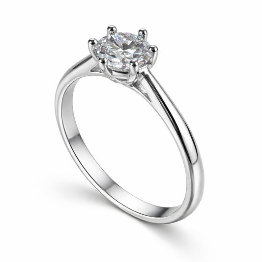 ER03 1CT Sterling Silver S925 Moissanite Diamond Rings