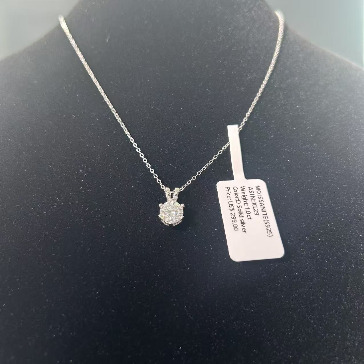 XL29 1CT Sterling Silver S925 Moissanite Diamond