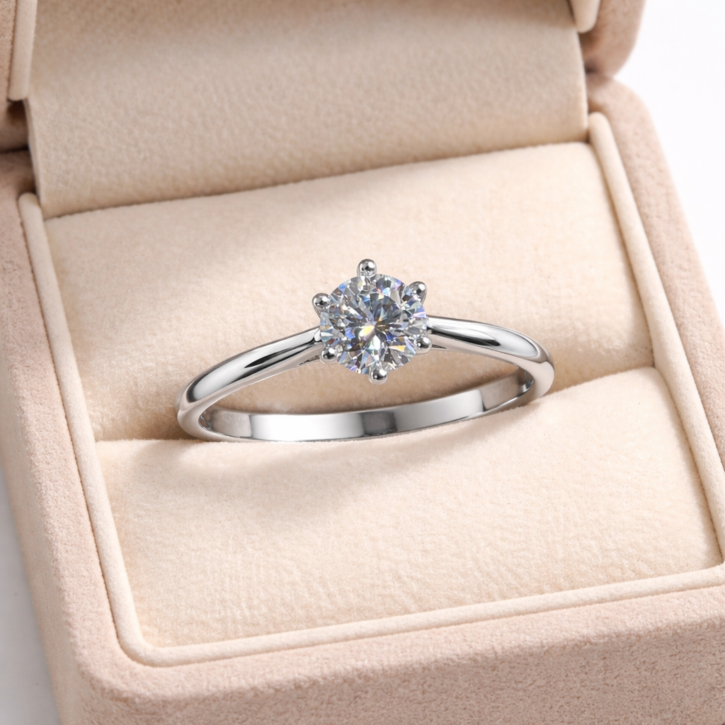 ER03 1CT Sterling Silver S925 Moissanite Diamond Rings