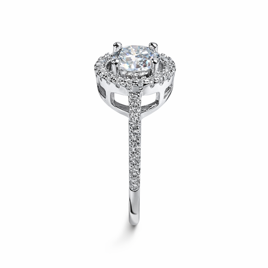 ER03 1CT Sterling Silver S925 Moissanite Diamond Rings