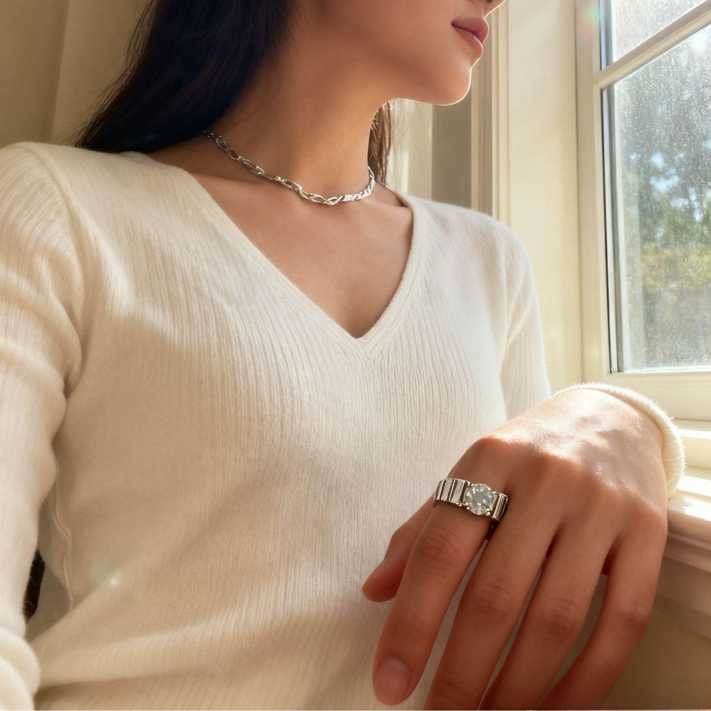 JZ41 1CT Sterling Silver S925 Moissanite Diamond