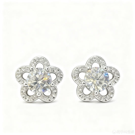 ER16 1CT*2 Sterling Silver S925 Moissanite Diamond