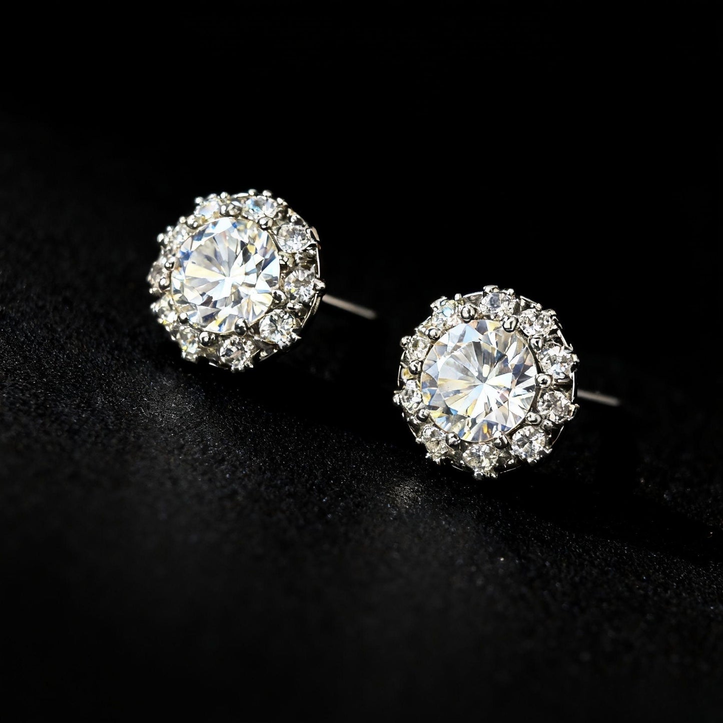 ER52 1CT Sterling Silver S925 Moissanite Diamond