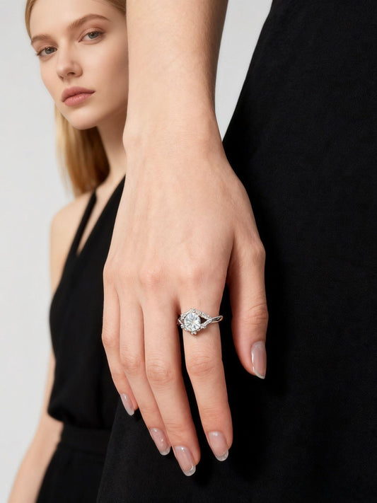 JZ39 1.5CT Sterling Silver S925 Moissanite Diamond