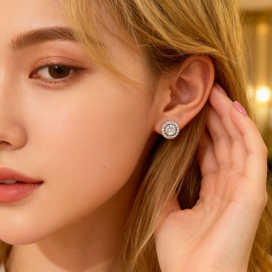 ER02 1CT Sterling Silver S925 Moissanite Diamond