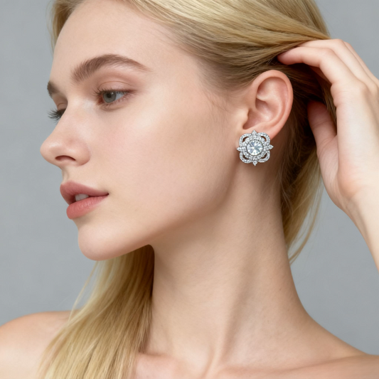 ER43 1CT*2 Sterling Silver S925 Moissanite Diamond