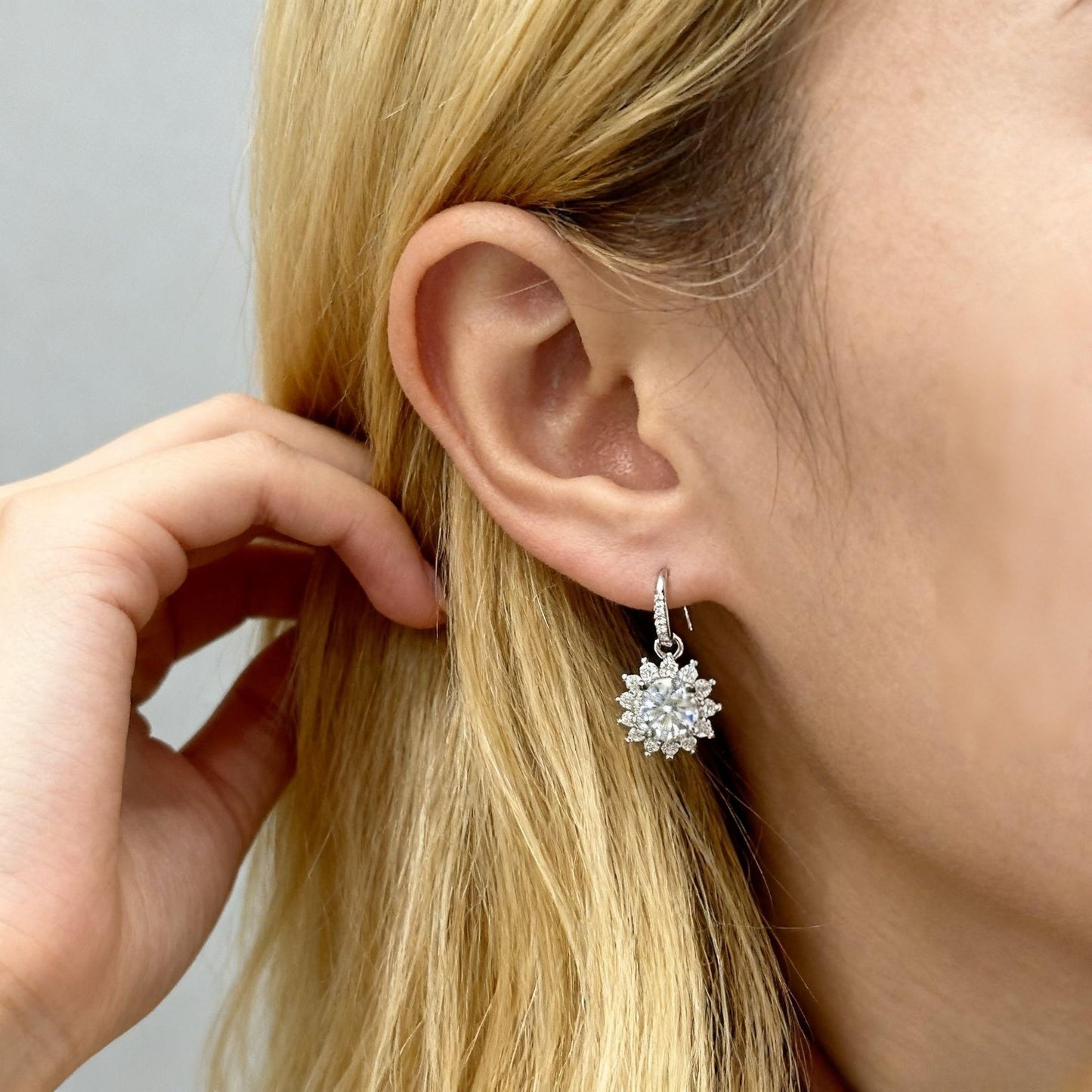 ER46 1CT*2 Sterling Silver S925 Moissanite Diamond