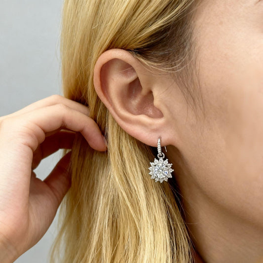 ER46 1CT*2 Sterling Silver S925 Moissanite Diamond