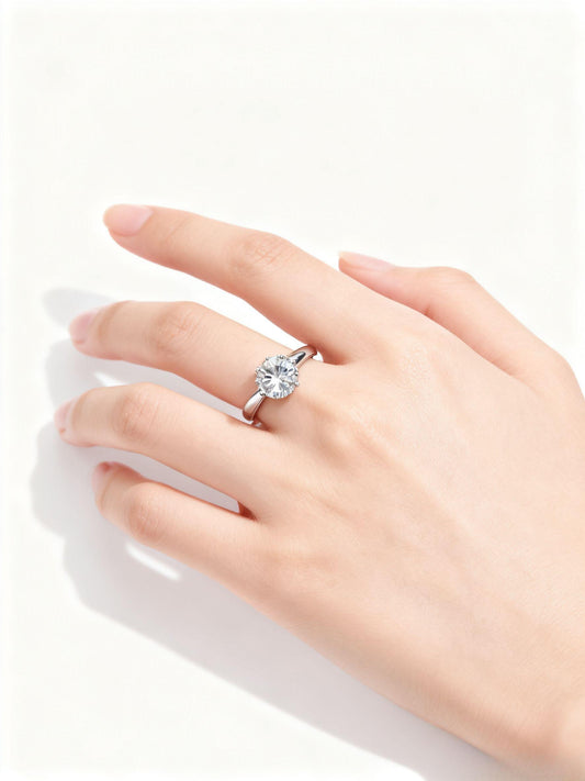 JZ08 1CT Sterling Silver S925 Moissanite Diamond