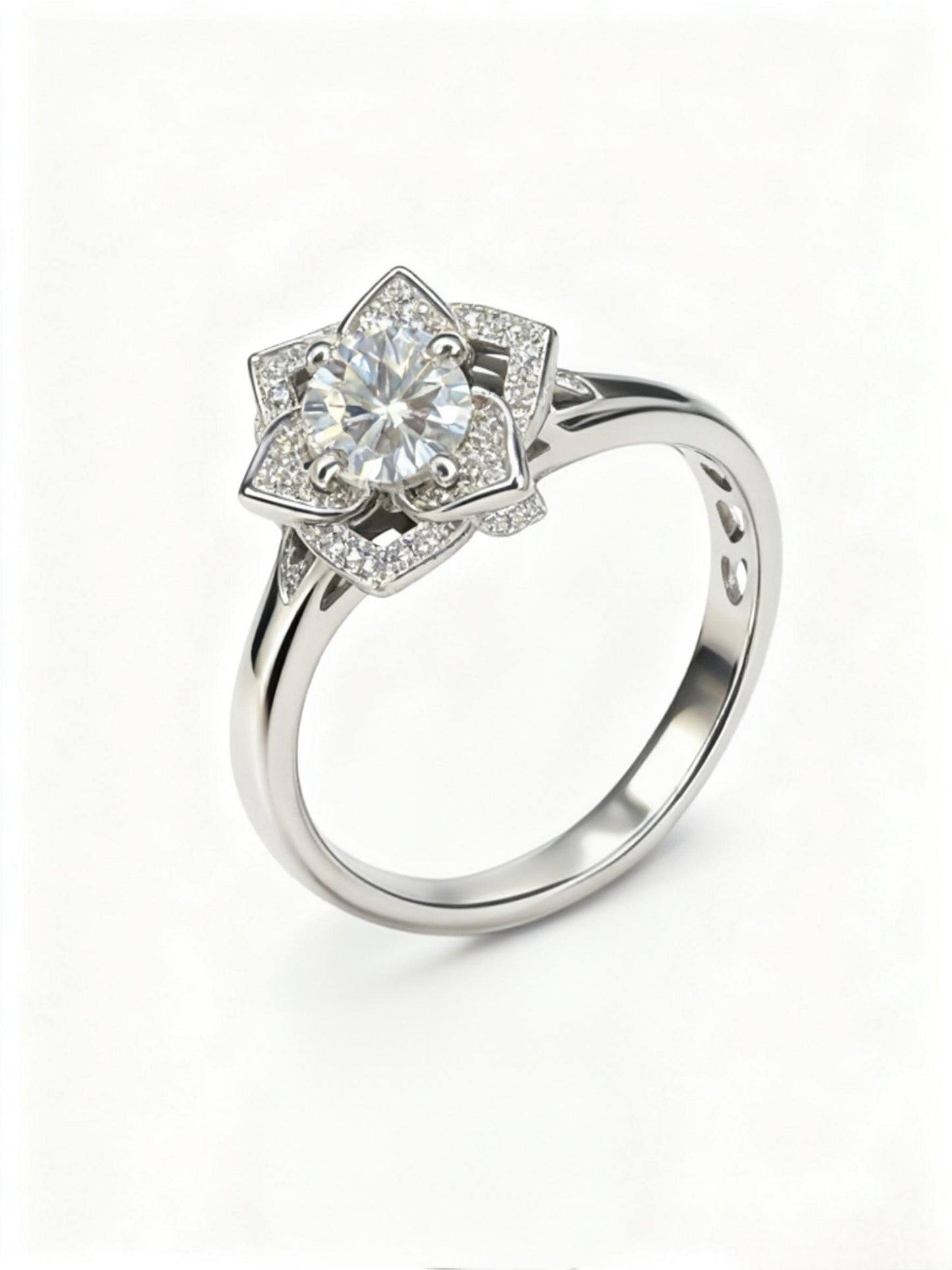 JZ28 1CT Sterling Silver S925 Moissanite Diamond