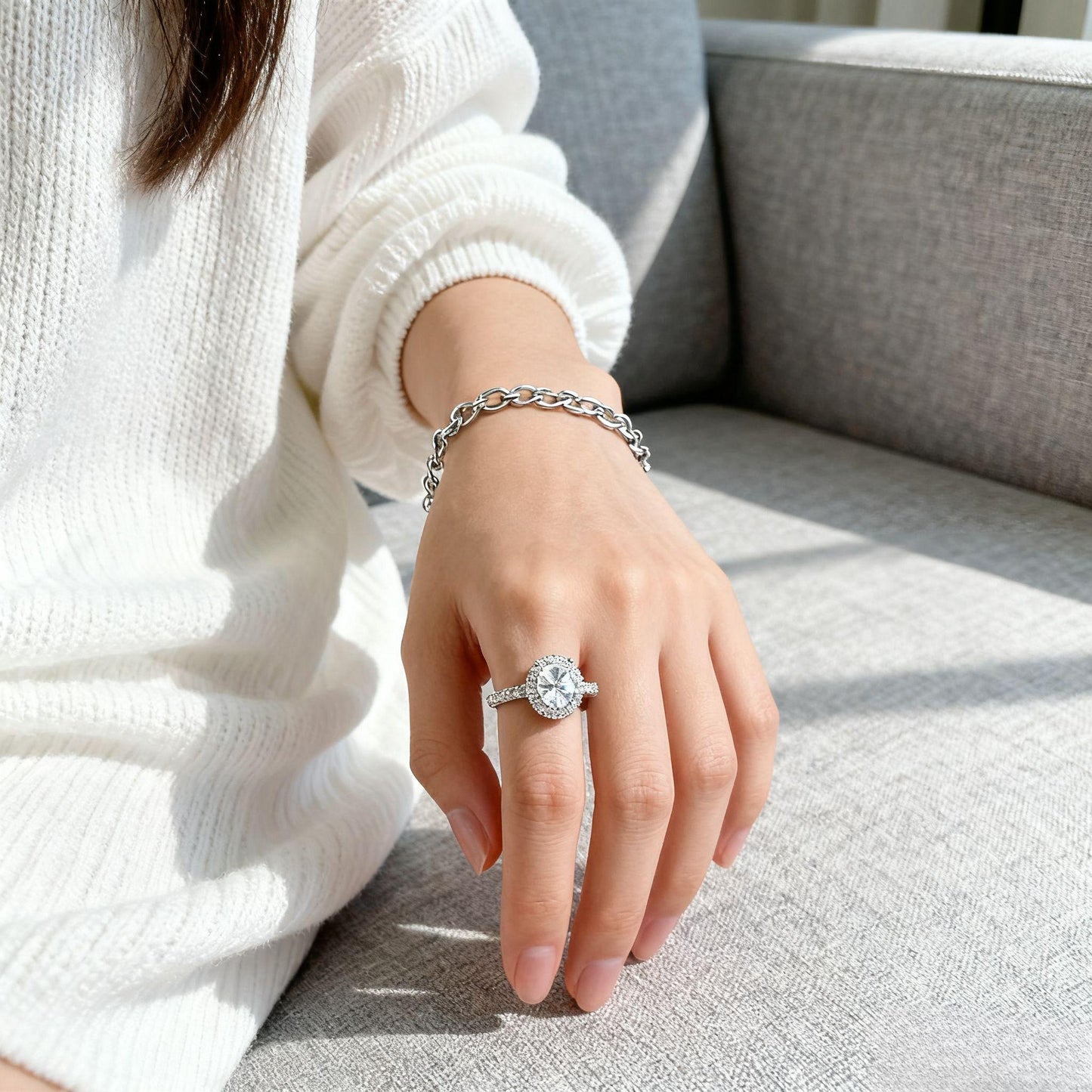 JZ37 1.5CT Sterling Silver S925 Moissanite Diamond