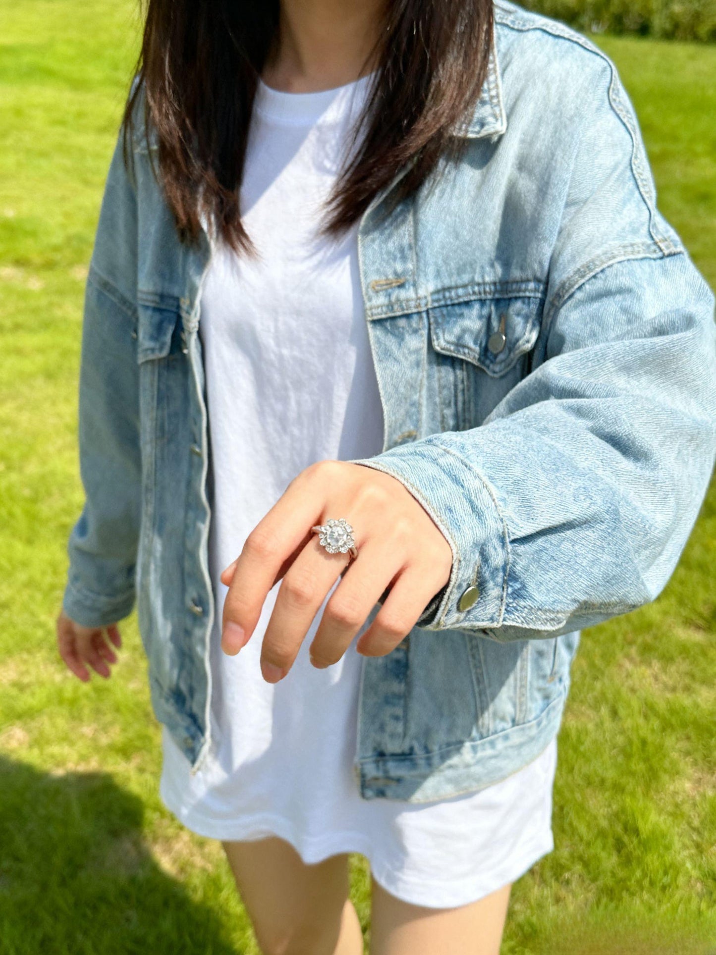 JZ57 1CT Sterling Silver S925 Moissanite Diamond