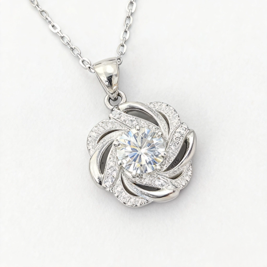 XL07 1CT Sterling Silver S925 Moissanite Diamond