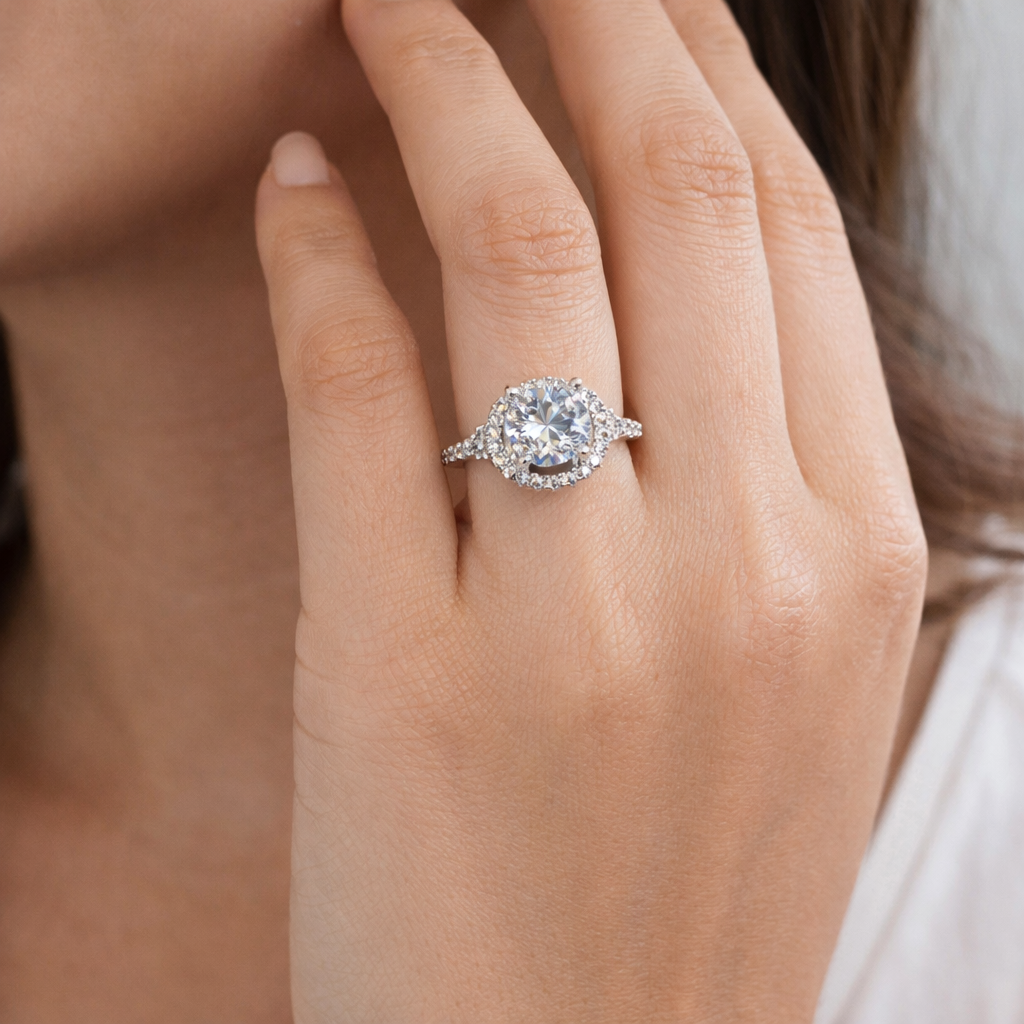 ER03 1CT Sterling Silver S925 Moissanite Diamond Rings