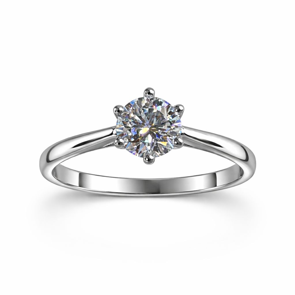 ER03 1CT Sterling Silver S925 Moissanite Diamond Rings
