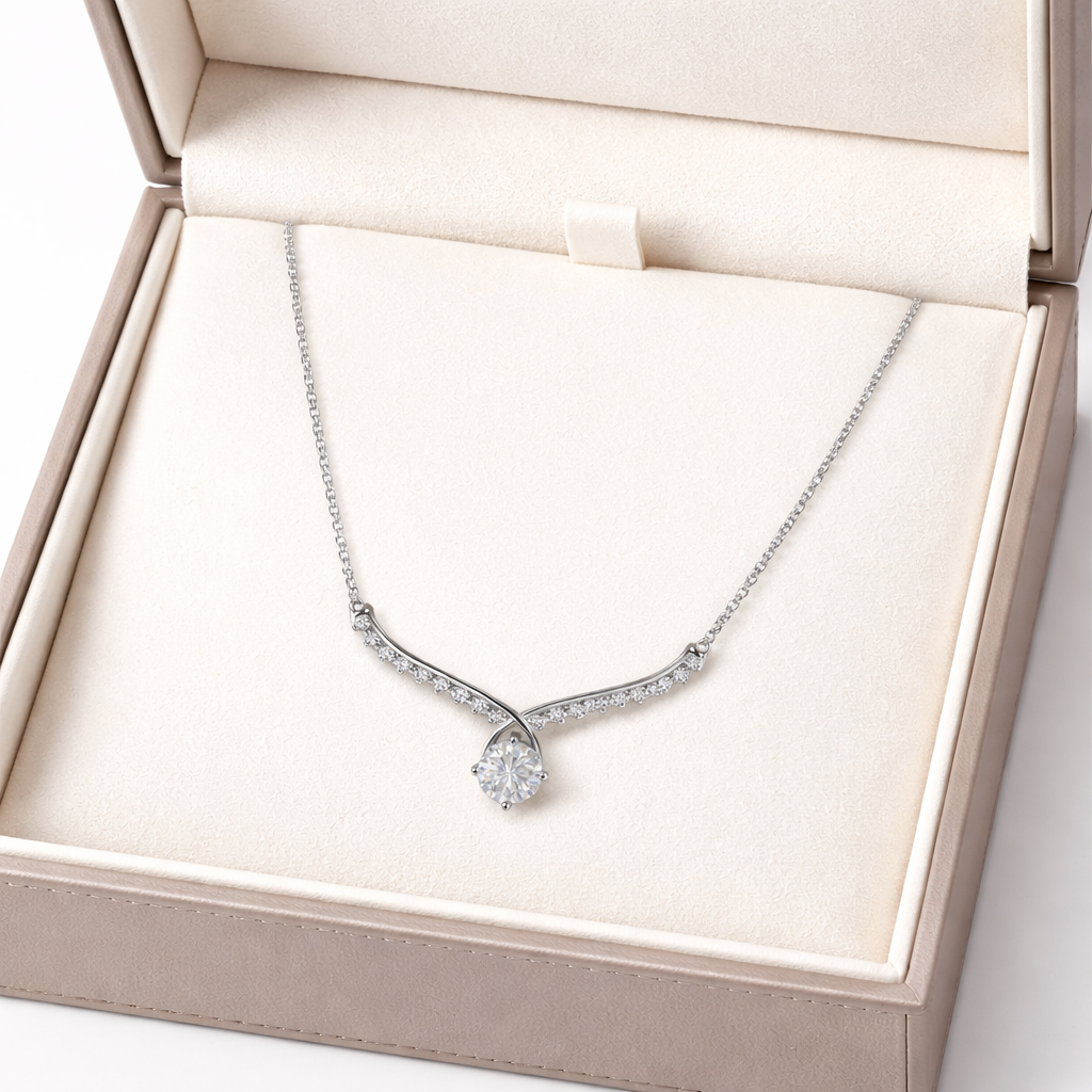 XL50 1 CT Sterling Silver S925 Moissanite Diamond Necklace