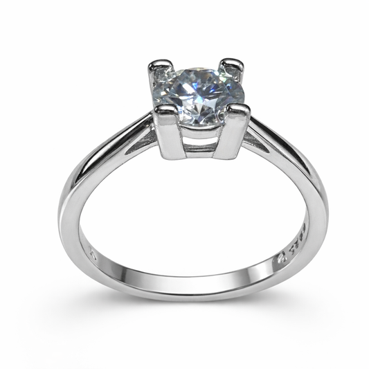ER03 1CT Sterling Silver S925 Moissanite Diamond Rings