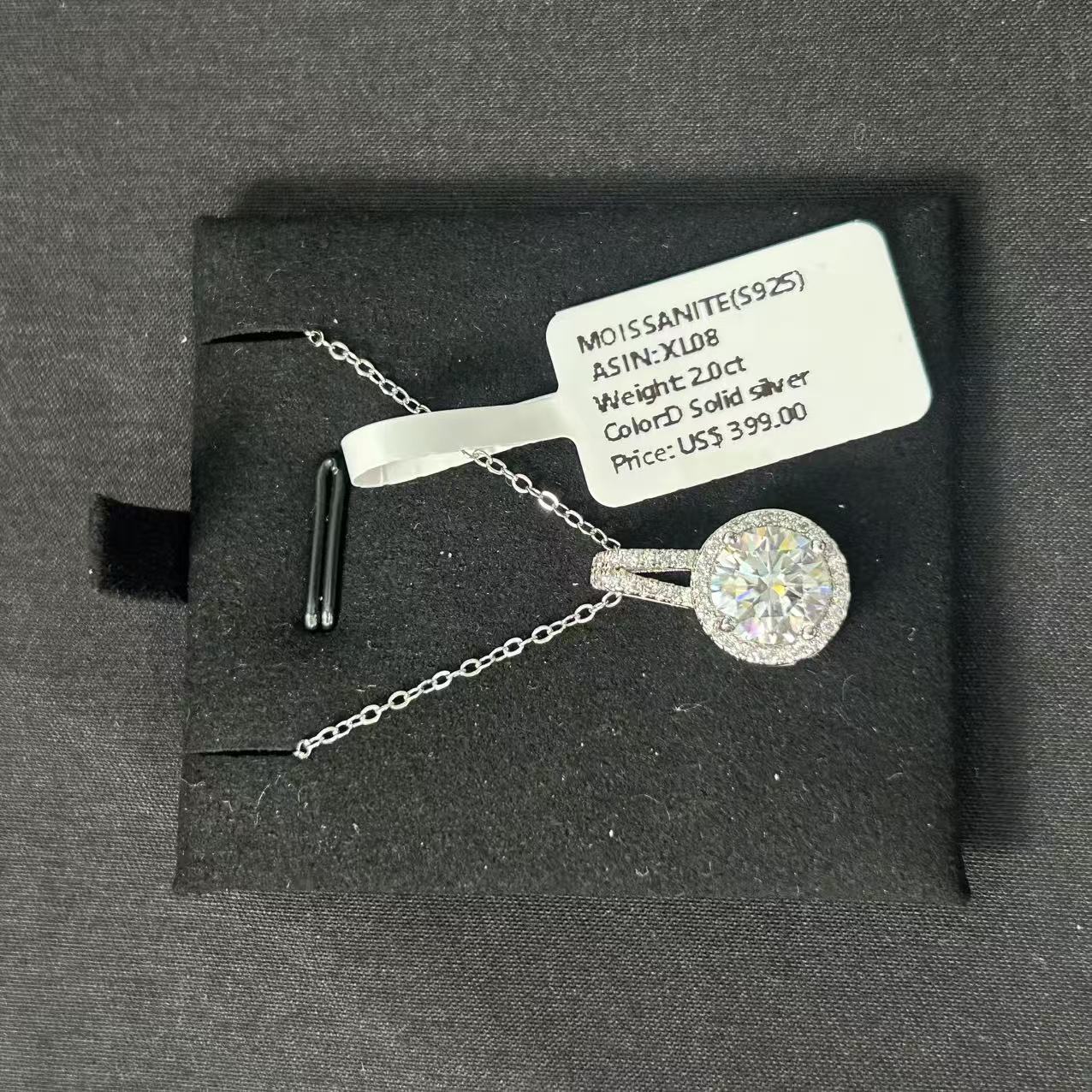 XL08 2CT Sterling Silver S925 Moissanite Diamond