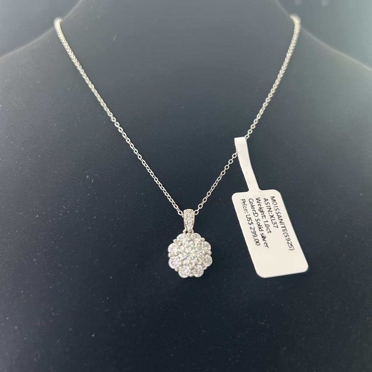 XL37 1CT Sterling Silver S925 Moissanite Diamond