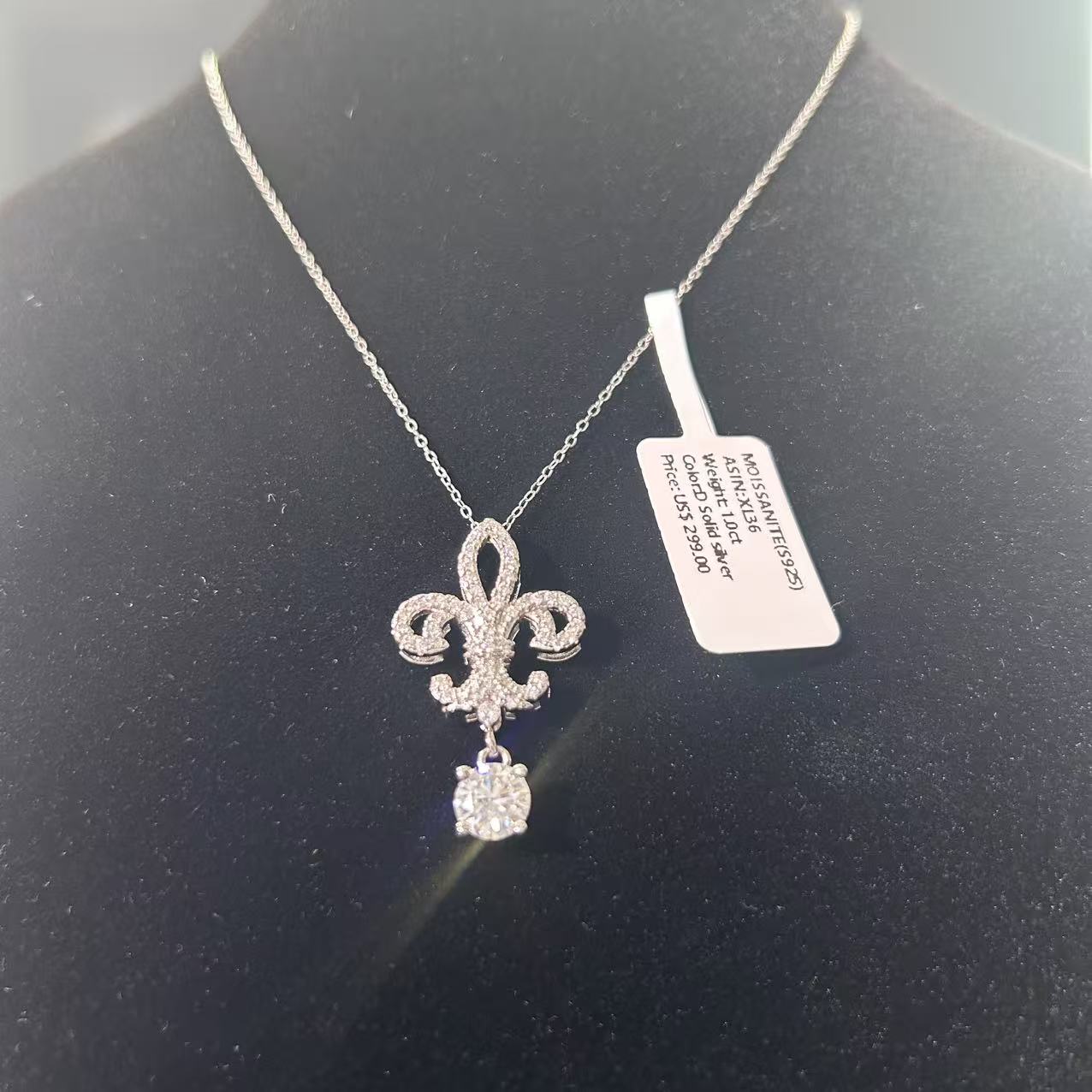 XL36 1CT Sterling Silver S925 Moissanite Diamond