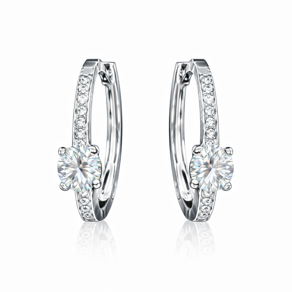 ER45 1CT Sterling Silver S925 Moissanite Diamond