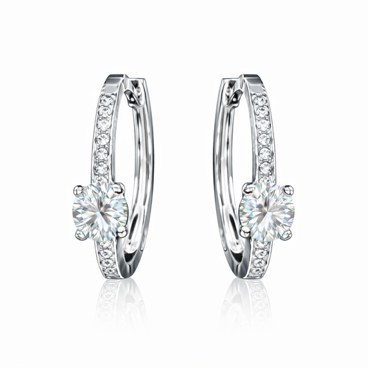 ER45 1CT Sterling Silver S925 Moissanite Diamond